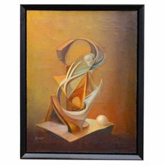 Vintage Cubist 1960's oil on canvas by Armando Hernadez (b 1937)