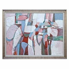 Vintage Large Abstract O/C by Claire V. Dorst in Silver leaf frame