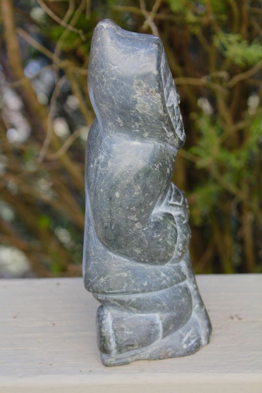 1970's Inuit Eskimo Soapstone carving of a Native American In Good Condition In Palm Springs, CA