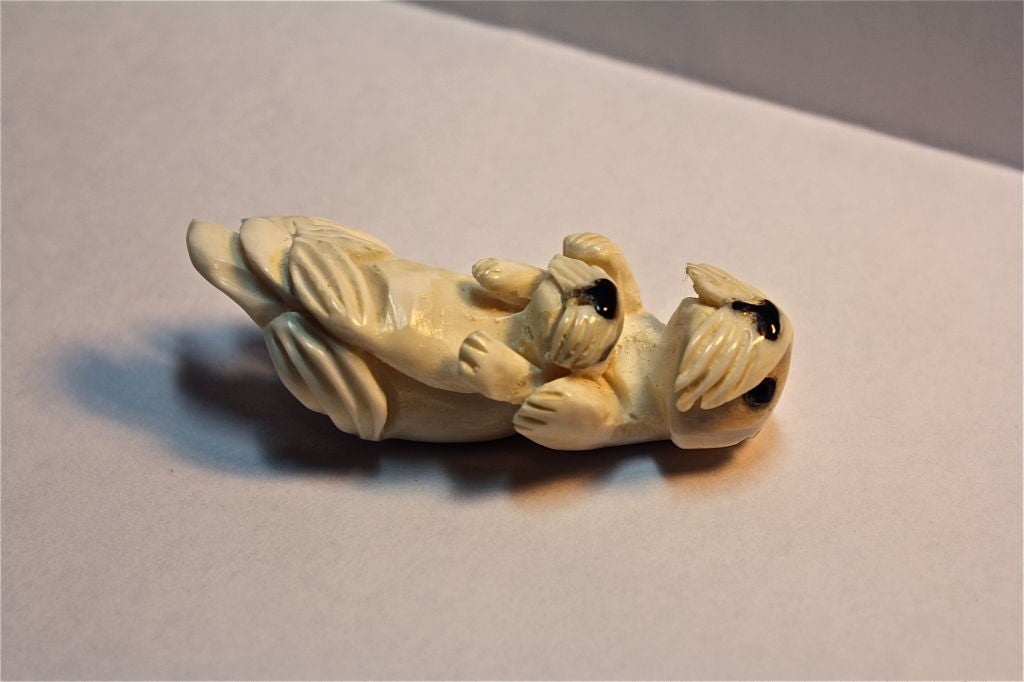 Folk Art Walrus tusk ivory Inuit carving by Jim Bell