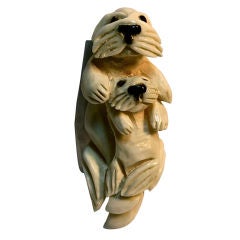 Walrus tusk ivory Inuit carving by Jim Bell