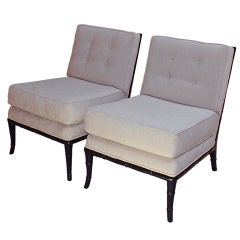 Pair of T.H. Robsjohn Gibbings Faux Bamboo lounge chairs
