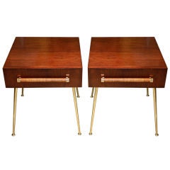 A beautiful pair of Robsjohn Gibbings stands with Brass legs