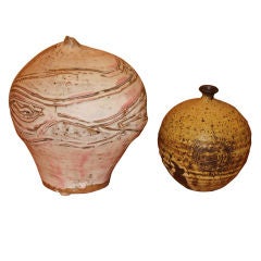 Nice pair of hand thrown stoneware vases