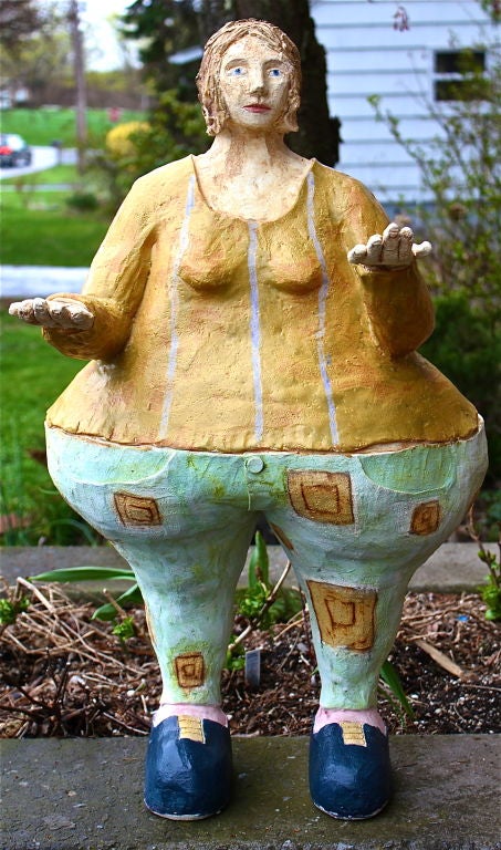 Great large terracotta figure of the Fat Lady by Meghan Sullivan