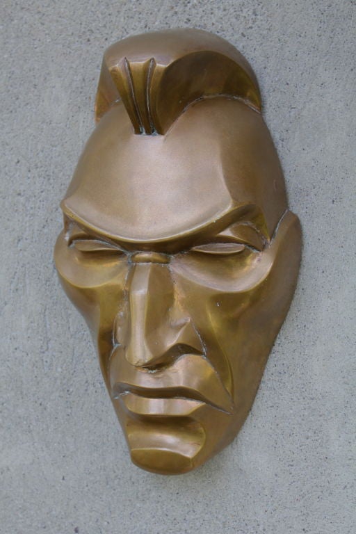 American 1930's Art Deco Cubist bronze of a Mohawk Indian