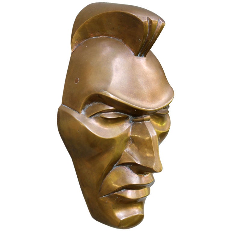 1930's Art Deco Cubist bronze of a Mohawk Indian