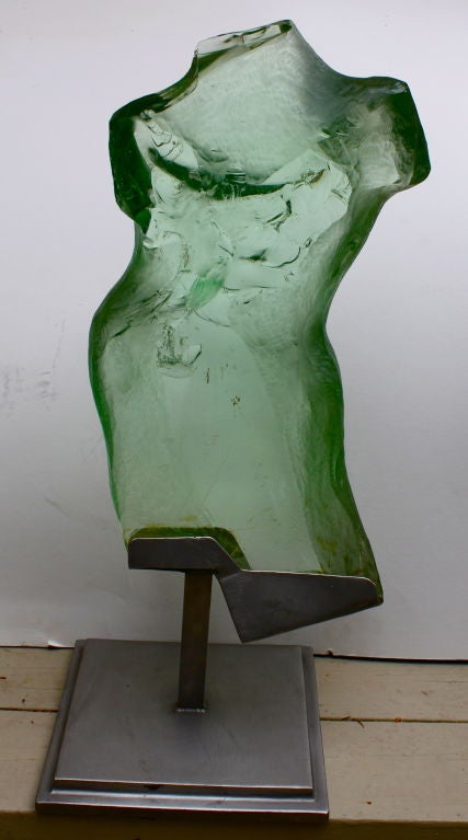 Carved Suzanne Regan Pascal carved and chiseled glass nude torso