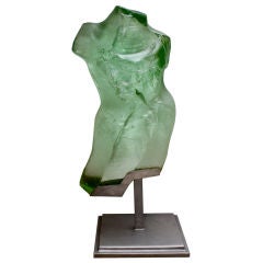 Suzanne Regan Pascal carved and chiseled glass nude torso