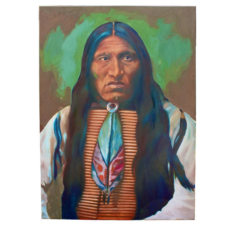 Monumental 1973 portrait of Kicking Bear famous Sioux Chief