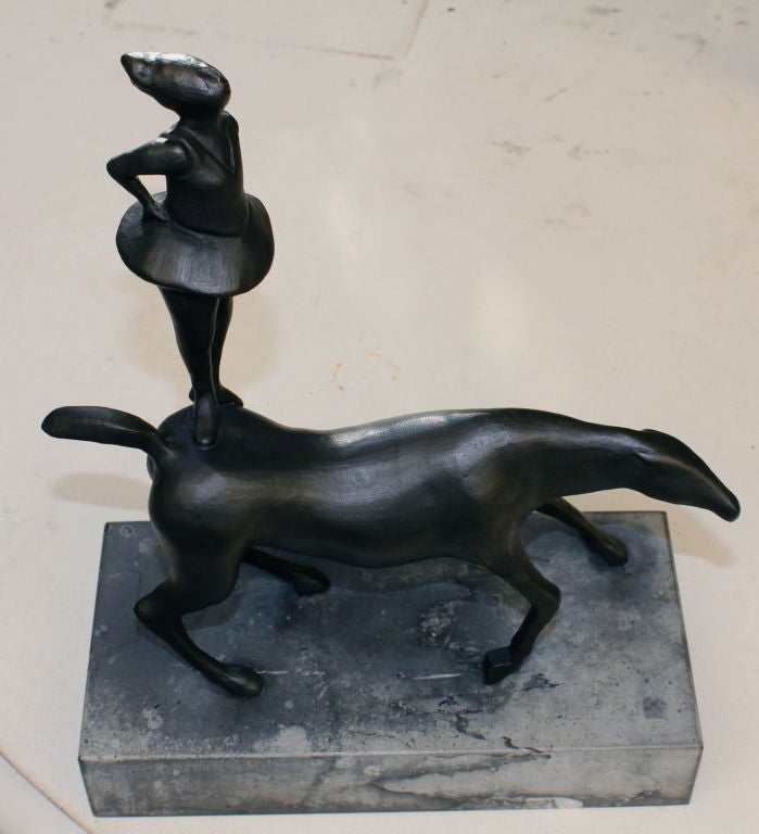 A beautifully executed bronze in a limited edition by the noted artist Loet Vabderveen.<br />
His was born in Holland and then settled in California. This is a rare example in which the artist used a human figure as he mostly did animal figures.<br