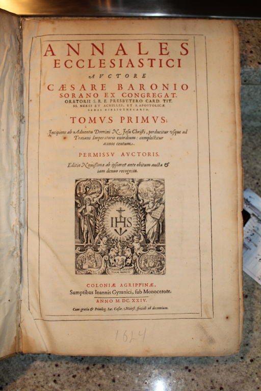 Rare 1624 vellum covered Ecclesiastical Annals by Cesare Baronio