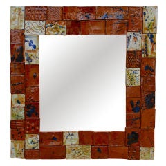 Great hand crafted art pottery tile mirror