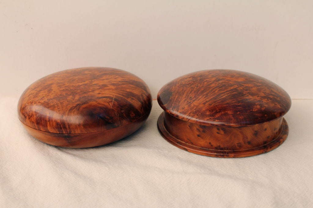 Nice pair of American craftsman turned Burl covered bowls