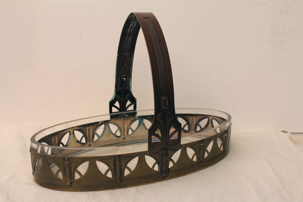 WMF secessionist  silver-plated brass basket w/ glass liner