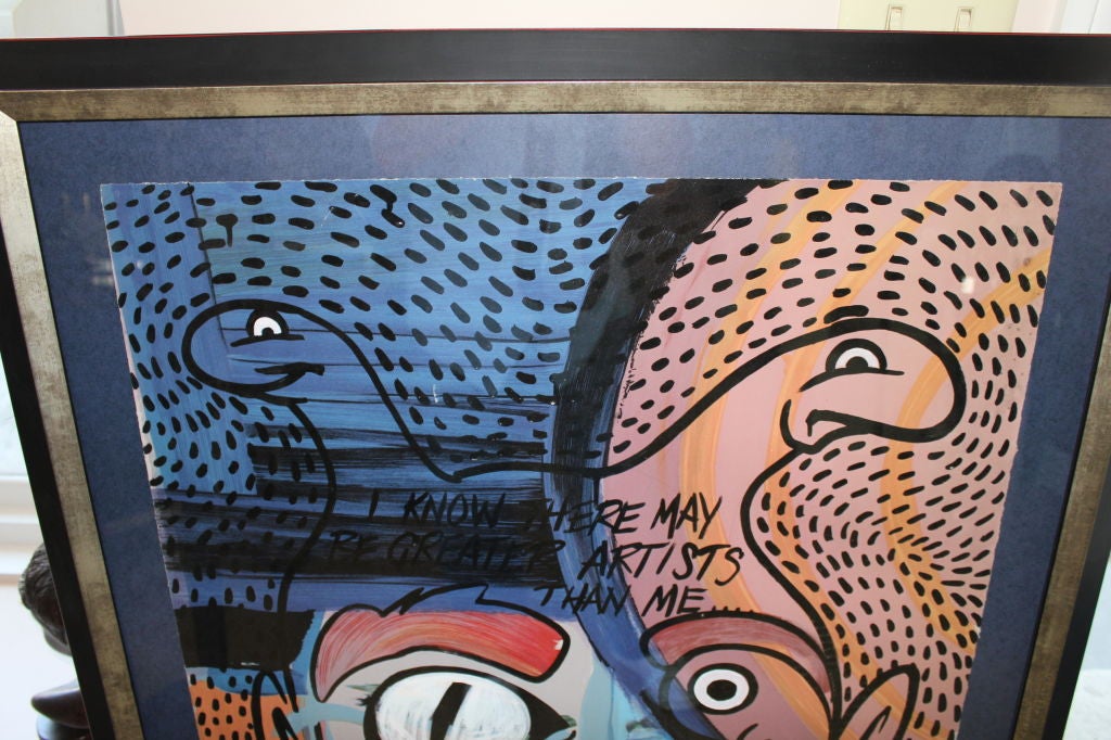 Englisches abstraktes Acryl über einem Peter Max-Seidenschirm von Ron im Zustand „Gut“ im Angebot in Palm Springs, CA