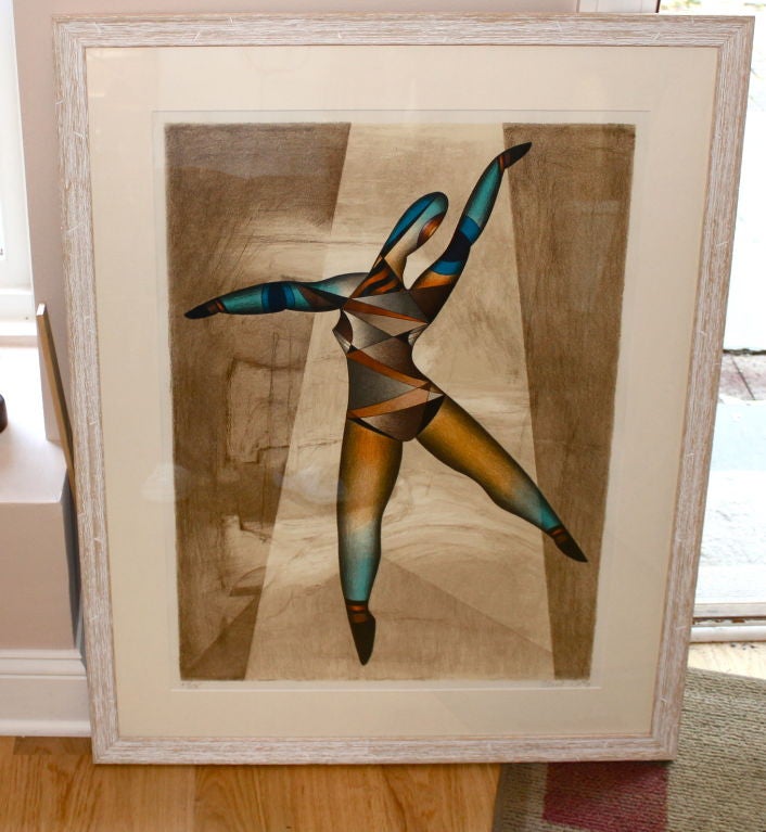 A beautiful serigraph print by the noted California artist Neal Doty. This is titled dancer I believe and is numbered 67/175. It is also pencil signed lower right. Recently framed and matted.

Neal Doty was born in 1941, in Glendale, California. He