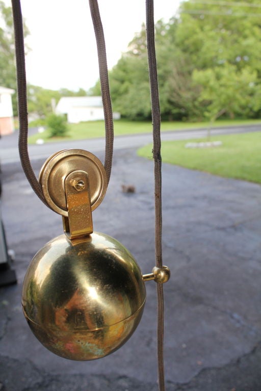 Mid-20th Century Unusual adjustable cantilevered brass hanging fixture