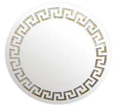 1980's David Marshall Round mirror with greek key motif