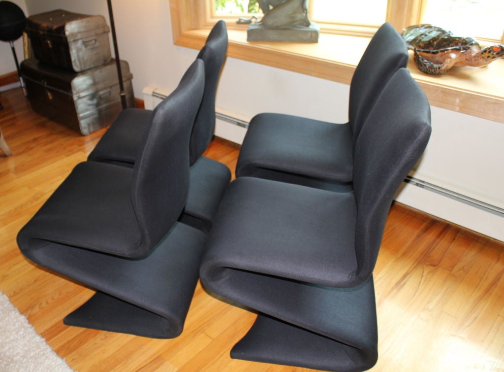 20th Century 4 foam covered z chairs inspired by Verner Panton