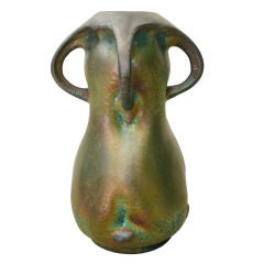 Schöne Heliosine irisierende 4 Griff Österreichische Vase