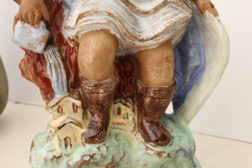 Austrian Secessionist Terracotta Figure Signed For Sale 5