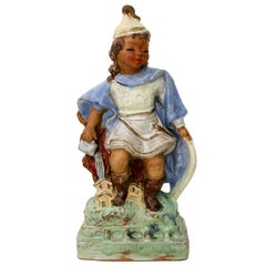 Antique Austrian Secessionist Terracotta Figure Signed