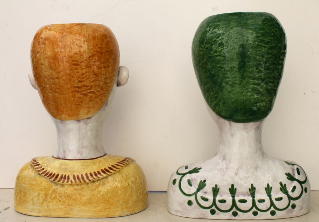 Mid-20th Century Pair of Horchow retailed Italian Head Vases