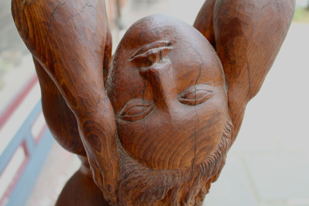20th Century Great wood carving of a nude female by Canadian Ivan Fainmel