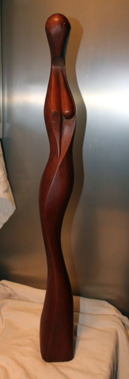 Teak danish mid century modern nude sculpture
