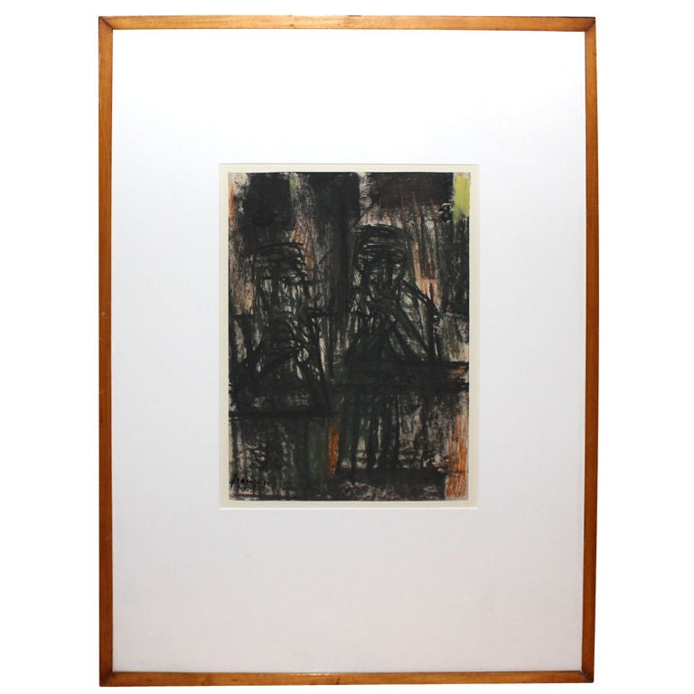 Mixed media on paper by Frederick Franck dated 1958 For Sale