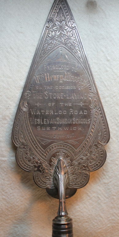 British 1907 presentation trowel in sterling silver with bone handle