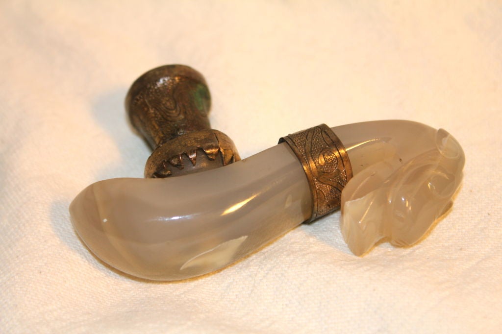 20th Century Chinese carved agate belt hook