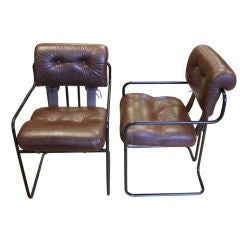 Pair of Mariani for Pace brown leather chairs