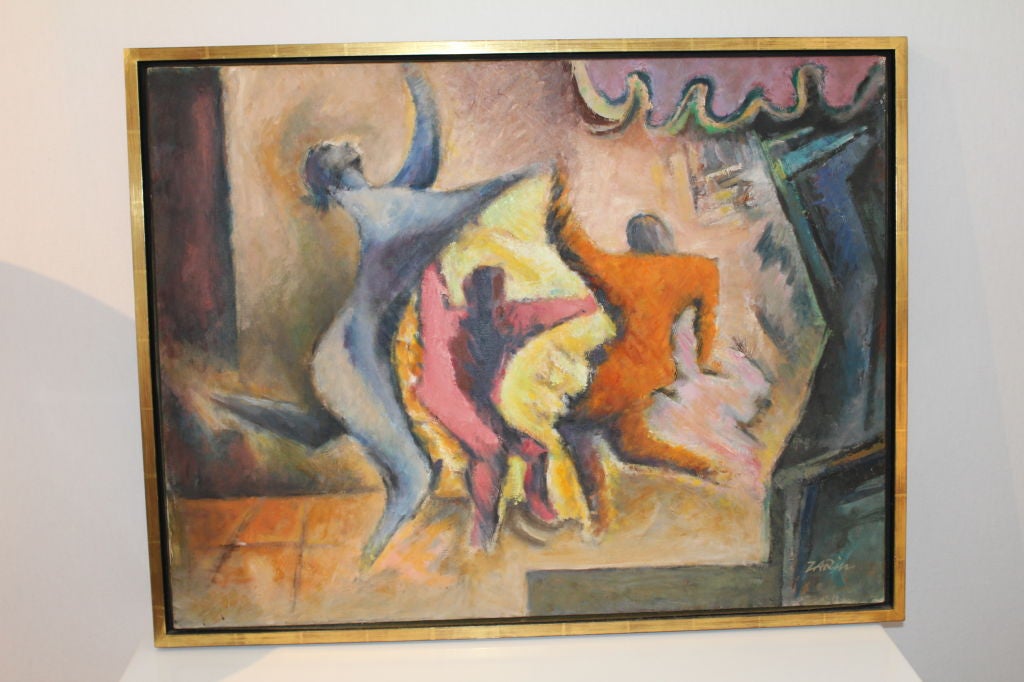 Exuberant abstract people dancing signed Zarin