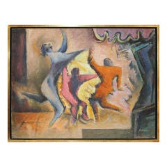 Exuberant abstract people dancing signed Zarin