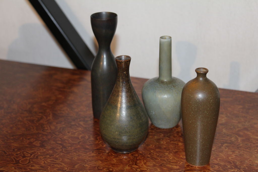 4 small cabinet vases including 2 by Carl Stalhane for Rorstrand