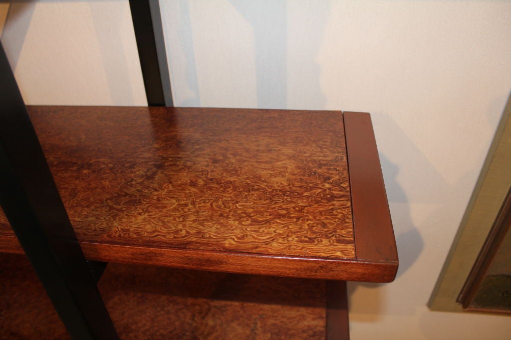 Italian Burl and ebonized etagere shelving