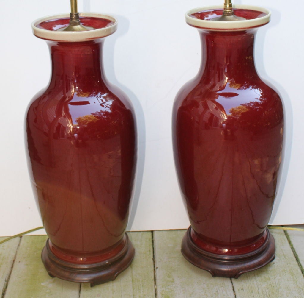 Nice pair of Chinese Oxblood lamps