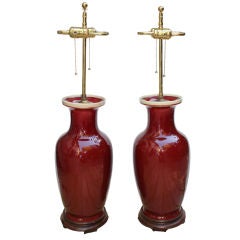 Antique Nice pair of Chinese Oxblood lamps