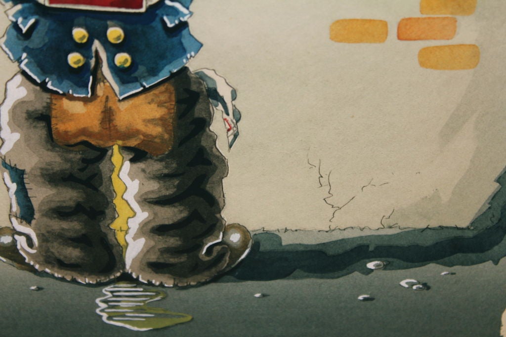French Andre-Marie d'Arcy  humorous watercolor