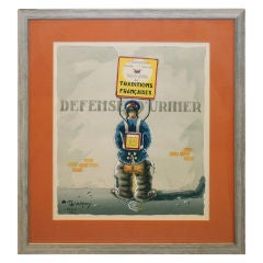 Andre-Marie d'Arcy humorous watercolor