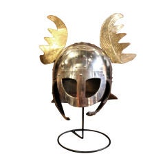 Movie prop steel and brass helmet