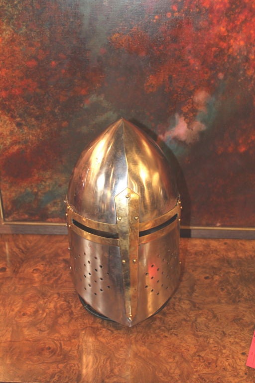 American Middle age movie prop steel and brass helmet
