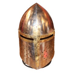 Middle age movie prop steel and brass helmet