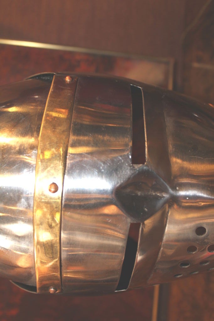 Steel Medieval movie prop helmet steel and brass with copper accents