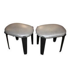 Unique Ostrich skin and bronze stools by John Landrum Bryant