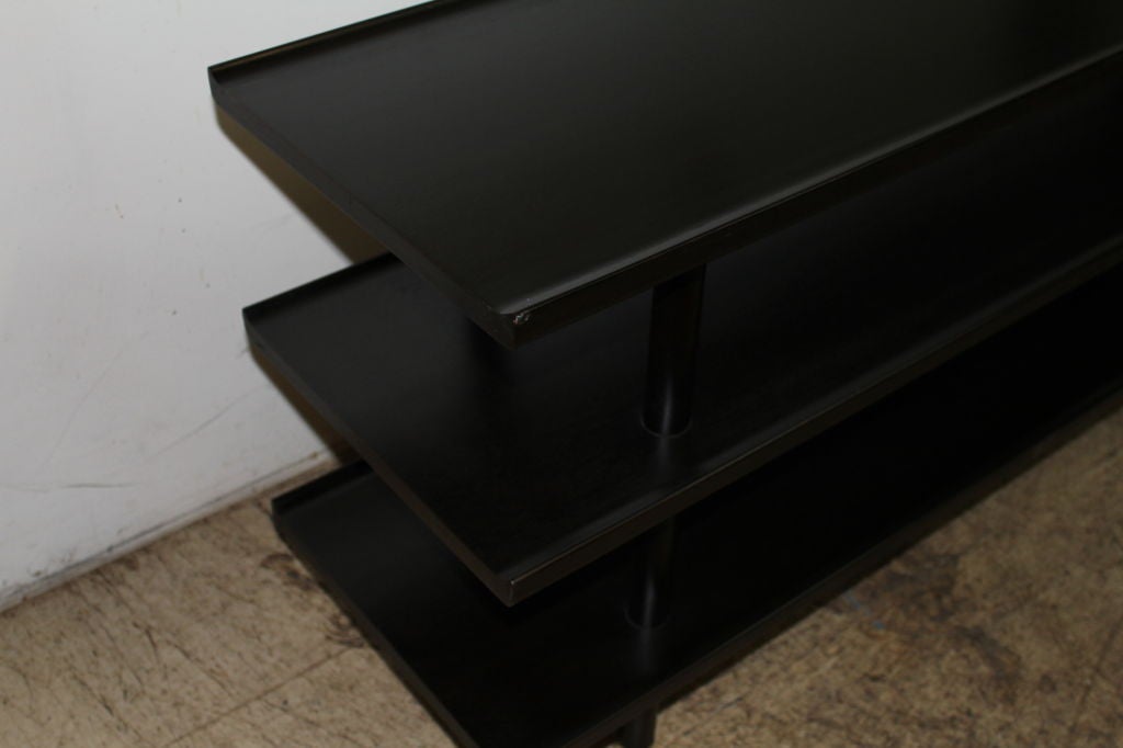 Mid century elegant 3 tiered ebonised console table 4