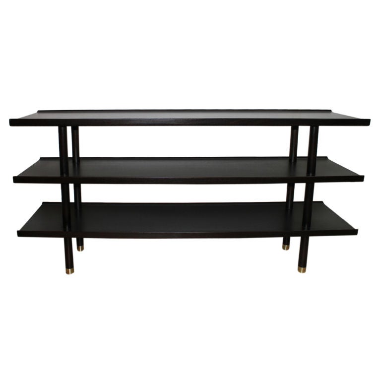 Mid century elegant 3 tiered ebonised console table