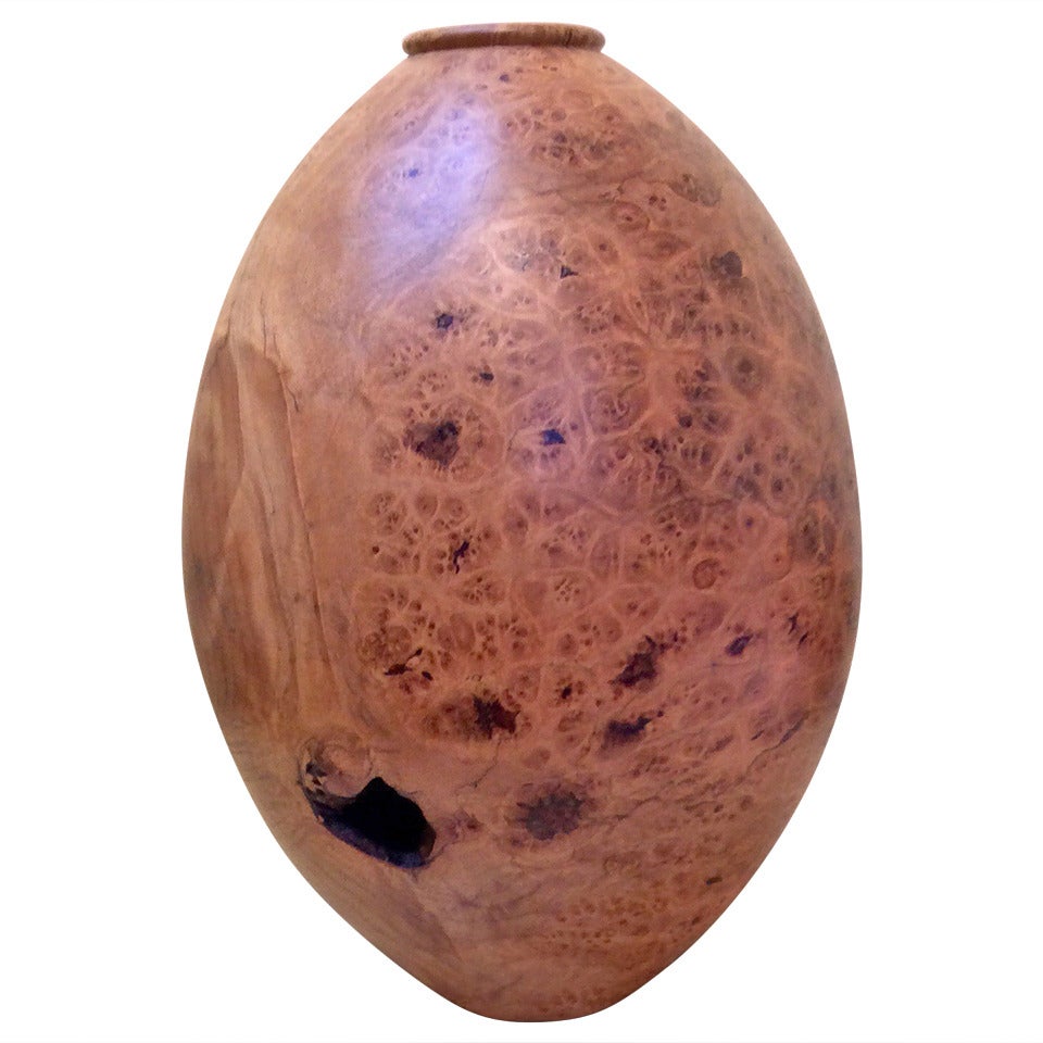 Beautiful Turned Maple Burl Vessel Signed Tom Post